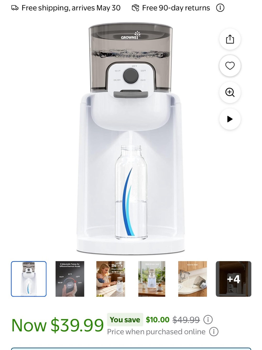 Grownsy baby water warmer